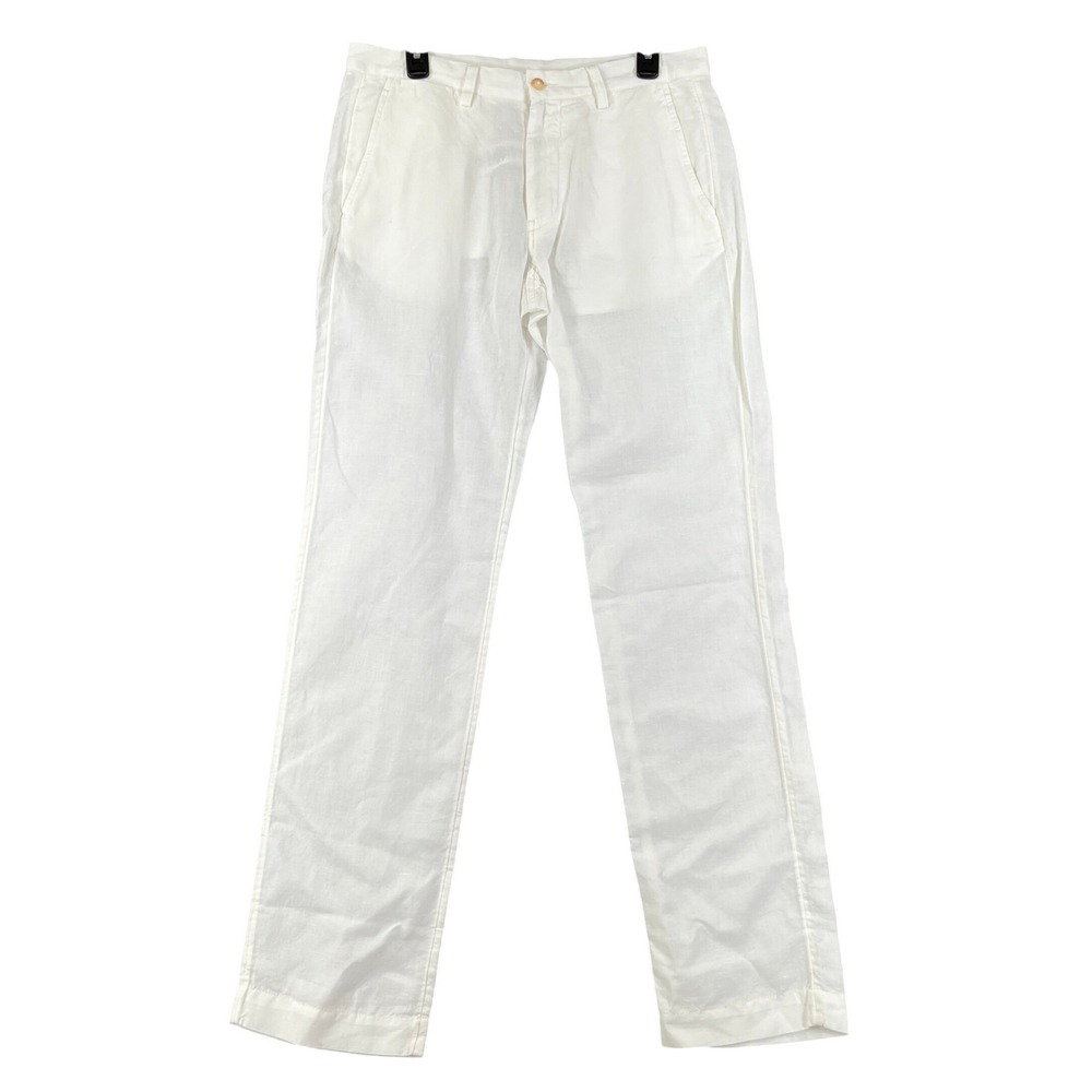 Polo Ralph Lauren Bedford Pants Mens 32x34 White Linen Blend Straight Fit Resort